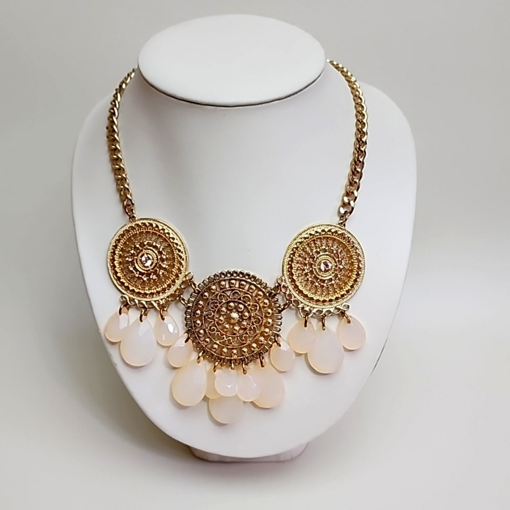 #65‎ Gorgeous Moroccan Style Gold Necklace with Teardrop Beads